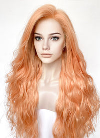 Peach Pink Wavy Lace Front Synthetic Hair Wig LFK5540