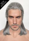 Witcher 3 Geralt of Rivia Mixed Grey Straight Lace Front Synthetic Men's Wig LFK5566