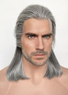 Witcher 3 Geralt of Rivia Mixed Grey Straight Lace Front Synthetic Men's Wig LFK5566