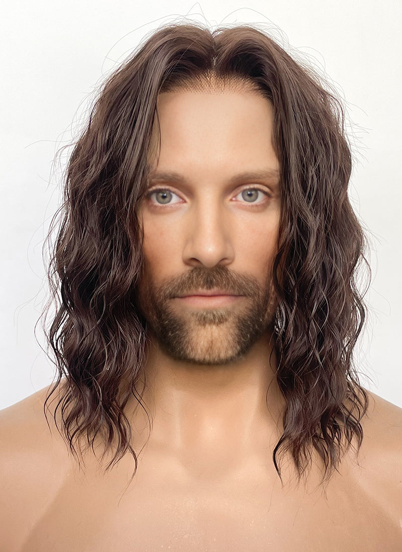 The Lord of the Rings Aragorn Brown Wavy Lace Front Synthetic Men's Wig LFK5569