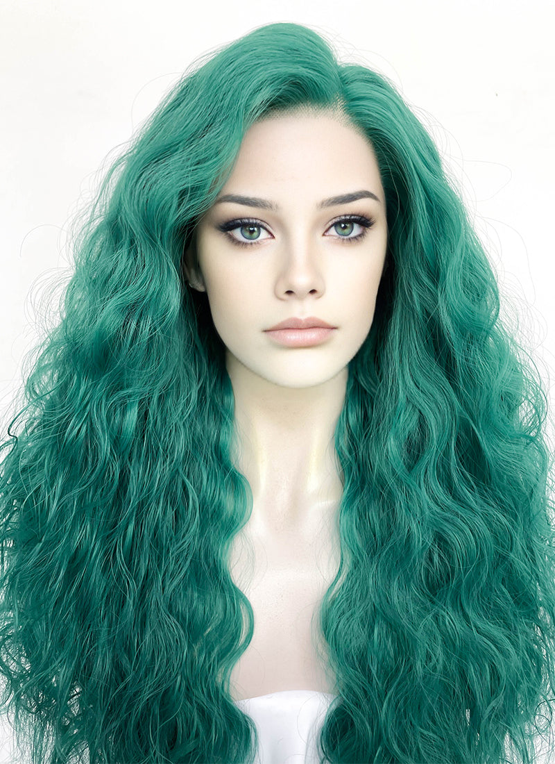 Green Curly Lace Front Synthetic Wig LFK5573