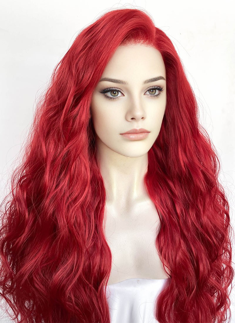 Red Wavy Lace Front Synthetic Wig LFK5574