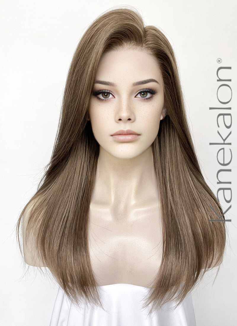 Brown Straight  13" x 6" Lace Top Kanekalon Synthetic Wig LFS041