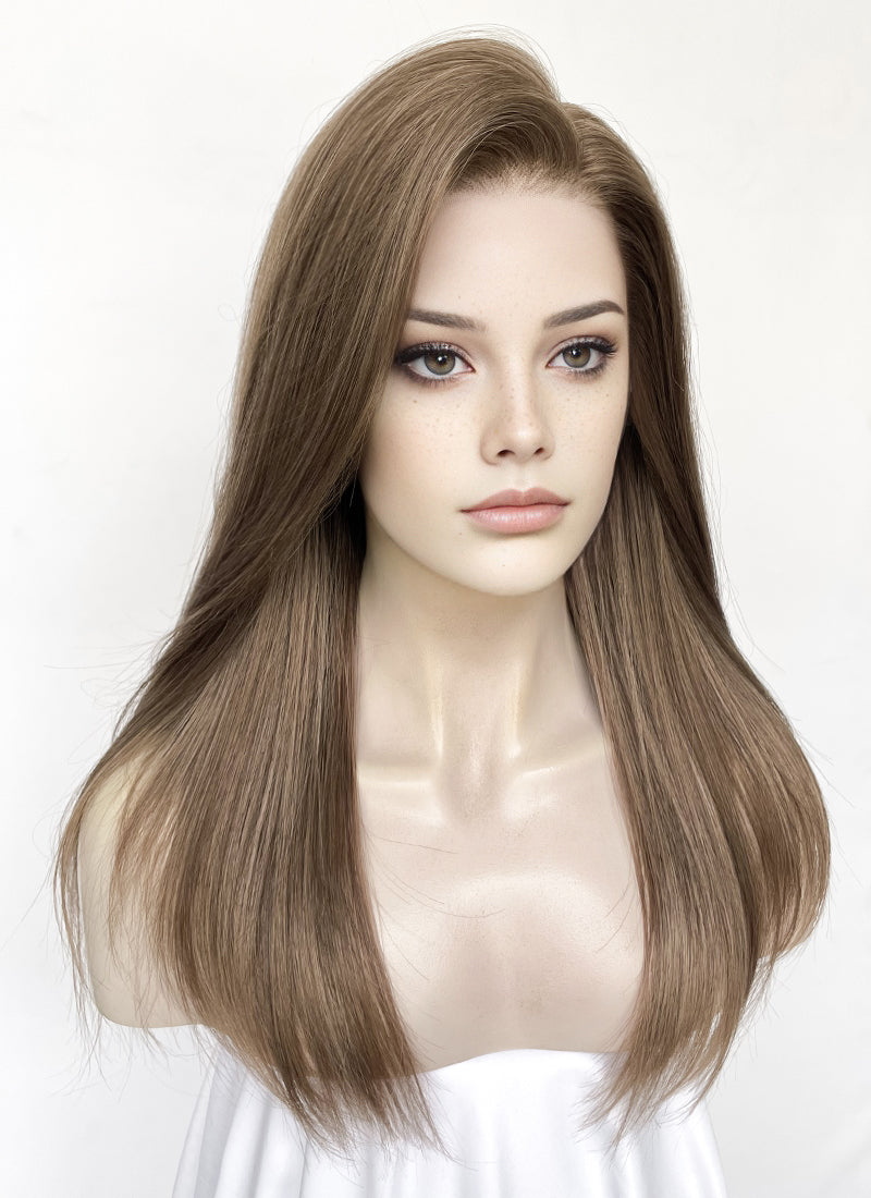 Brown Straight  13" x 6" Lace Top Kanekalon Synthetic Wig LFS041