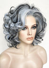 Pastel Blue Mixed Black Curly Lace Front Synthetic Hair Wig LN6035