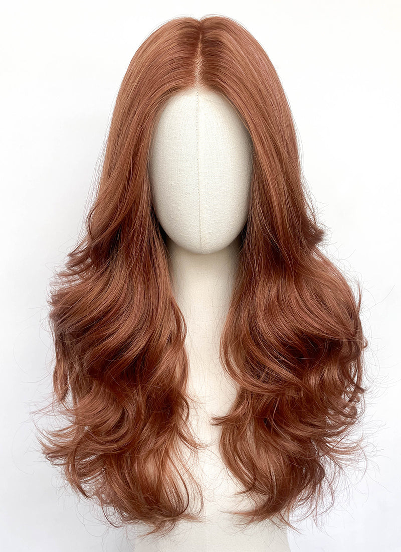 Auburn Wavy Mono Top Lace Wig MN004