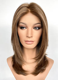 Brunette Straight Mono Top Lace Wig MN009