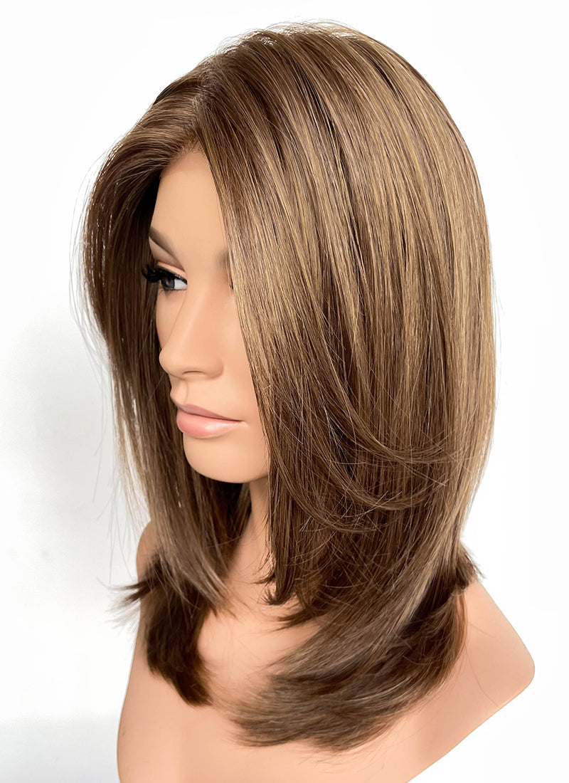 Brunette Straight Mono Top Lace Wig MN009