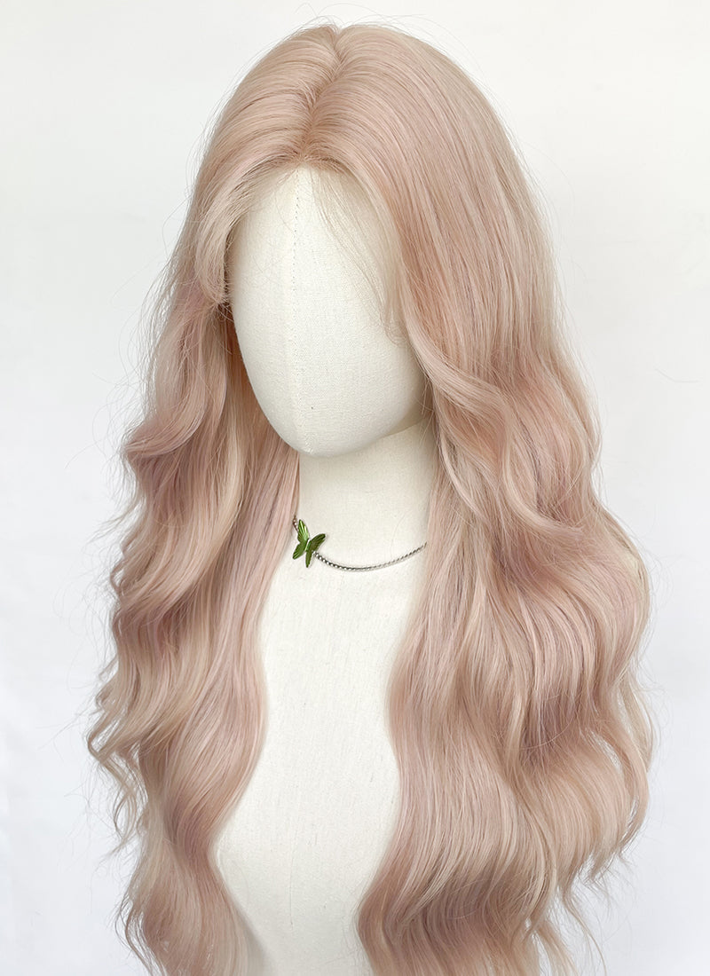 Pale Pink Wavy Synthetic Wig NL082