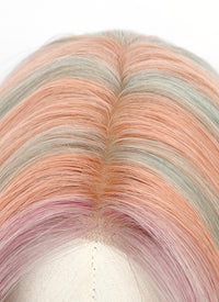 Pink Rainbow Color Wavy Synthetic Wig NL087