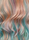 Pink Rainbow Color Wavy Synthetic Wig NL087