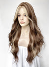 Brown With Blonde Highlight Money Piece Wavy Synthetic Hair Wig NL091