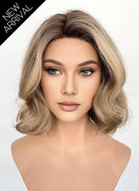 Brown Mixed Blonde With Dark Roots Wavy Synthetic Hair Wig NL1002