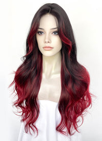 Black Red Ombre Wavy Synthetic Hair Wig NLCS015