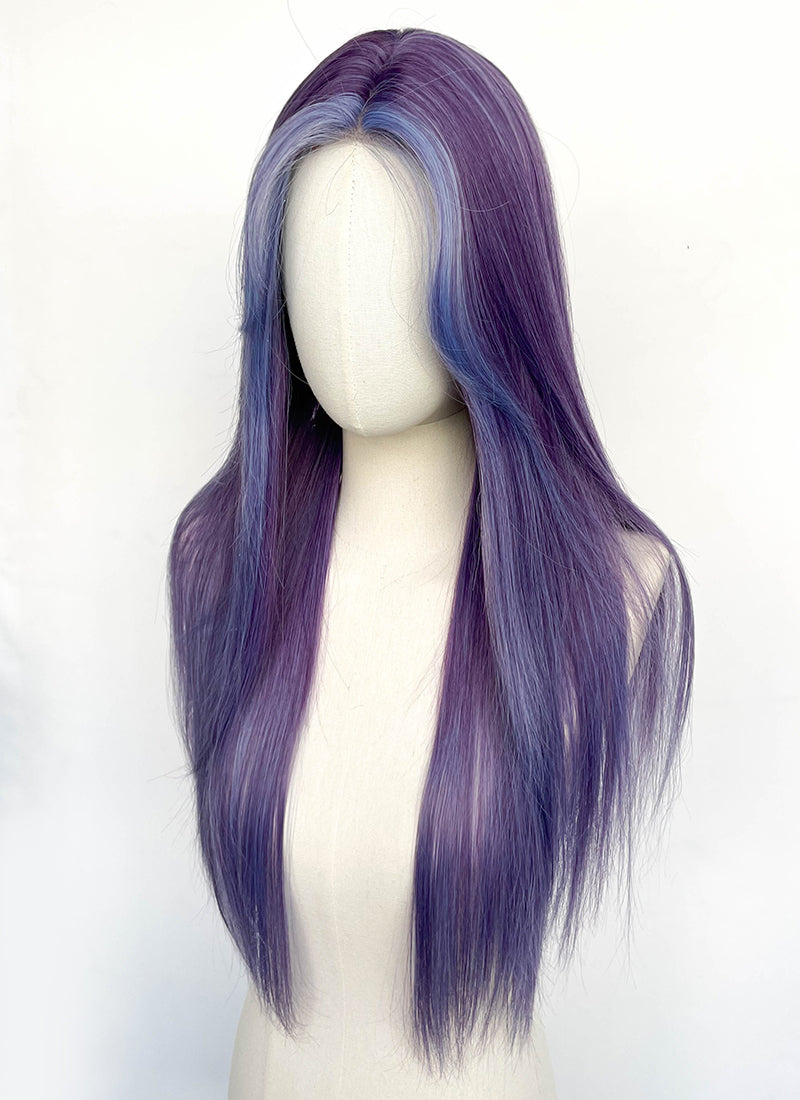 Purple Mixed Blue Straight Synthetic Hair Wig NLCS018