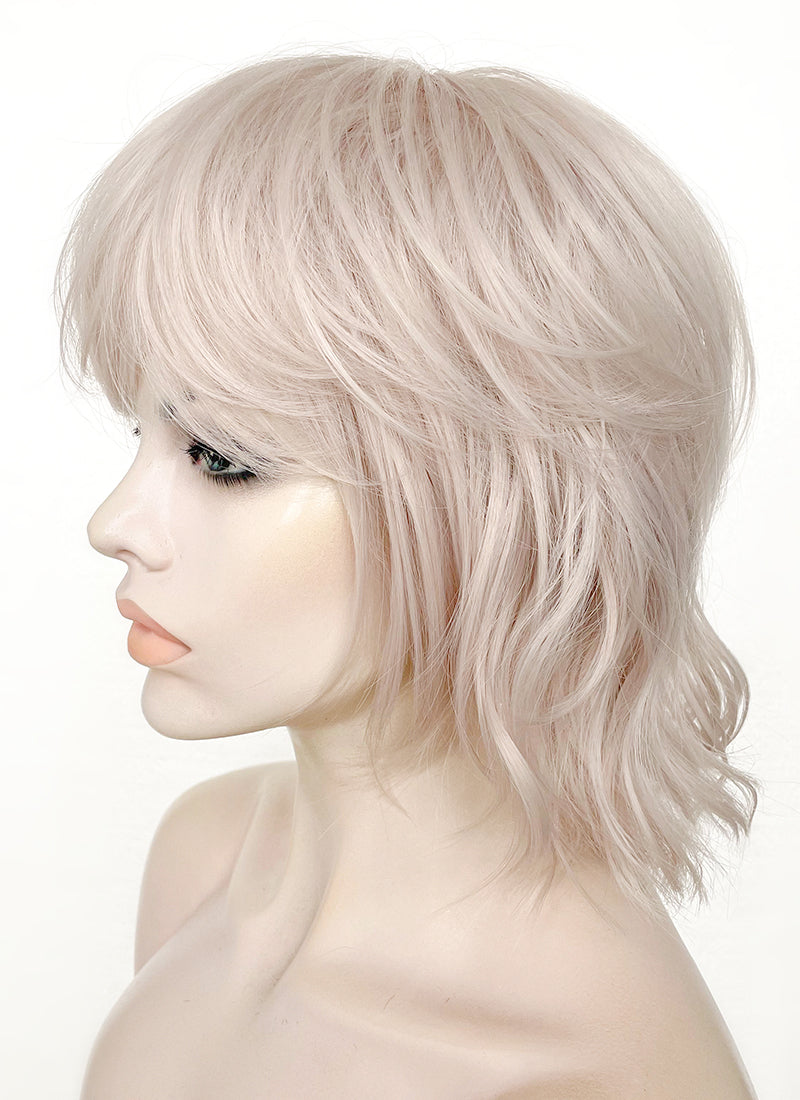 Ash Pinkish Blonde Wavy Synthetic Hair Wig NS431