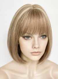 Blonde Mixed Brown Straight Bob Synthetic Hair Wig NS556