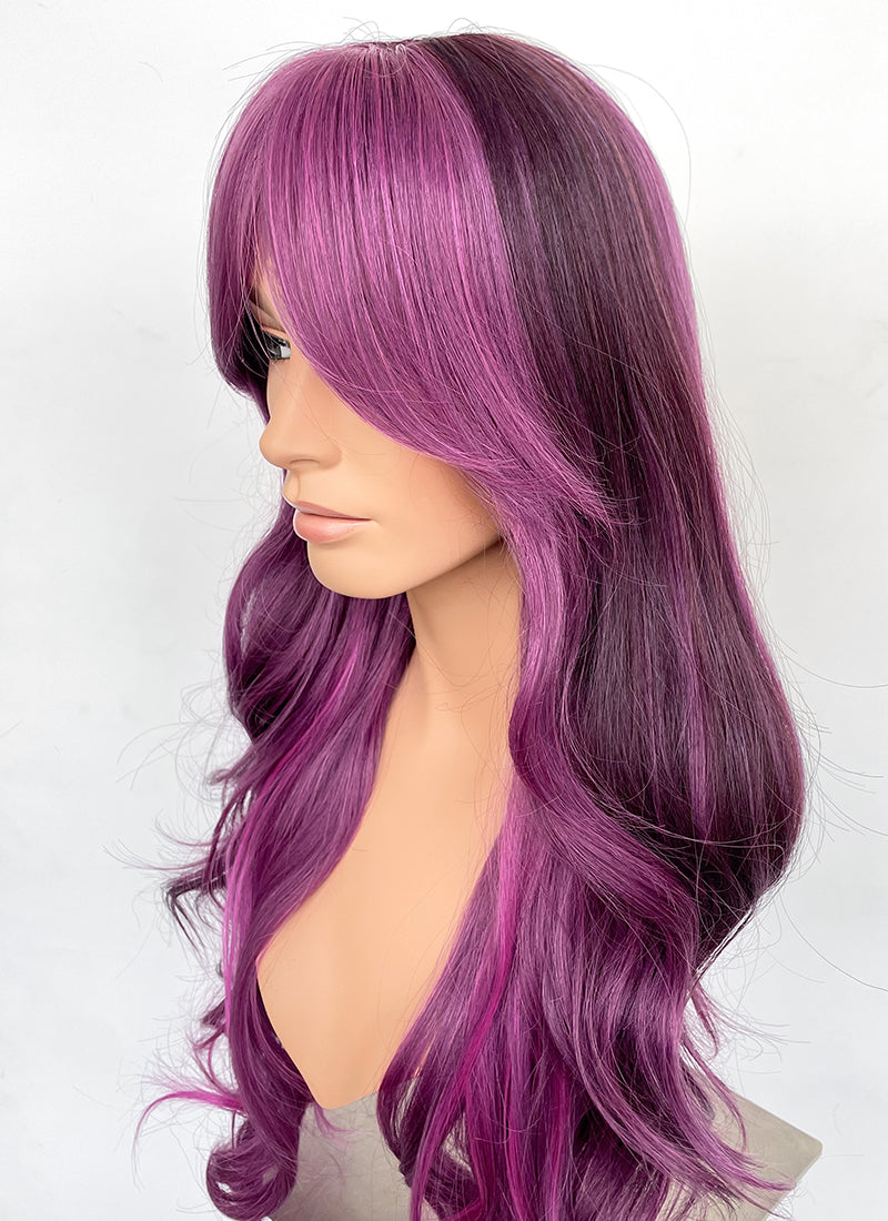 Mixed Purple Wavy Synthetic Hair Wig NS569