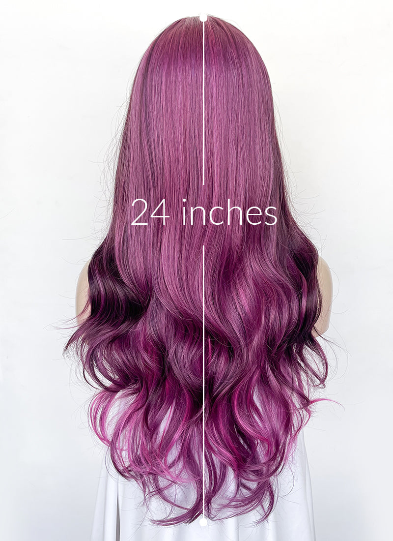 Mixed Purple Wavy Synthetic Hair Wig NS569