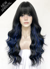 Blue Mixed Black Wavy Synthetic Hair Wig NS570