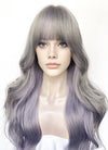 Pastel Grey Mixed Purple Wavy Synthetic Hair Wig NS571