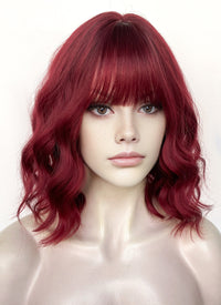 Wine Red Wavy Synthetic Hair Wig NS582