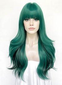 Green Mixed Black Wavy Synthetic Hair Wig NS590