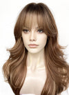 Brown Mixed Blonde With Dark Roots Wavy Synthetic Hair Wig NS592