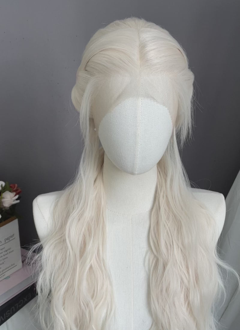 House of the Dragon Helaena Targaryen Platinum Blonde Braided Lace Front Synthetic Wig LF2171