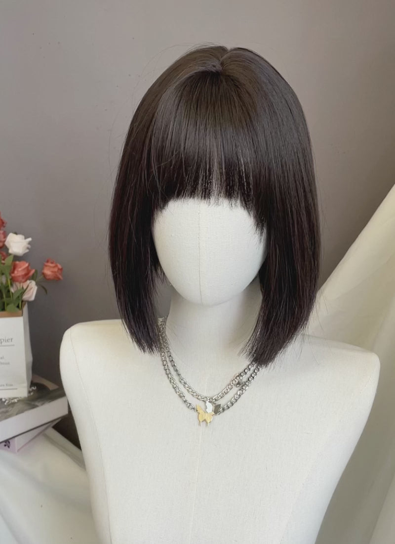 Brunette Straight Bob Synthetic Hair Wig NS555