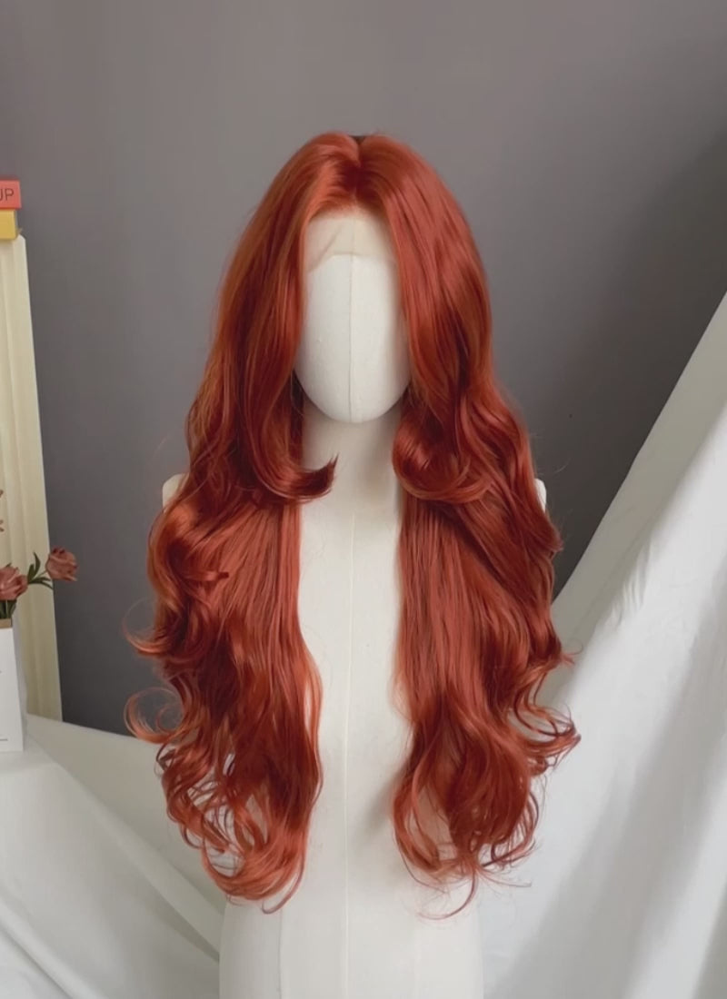 X-MEN 97 Jean Grey Ginger Wavy Lace Front Synthetic Hair Wig LW4037