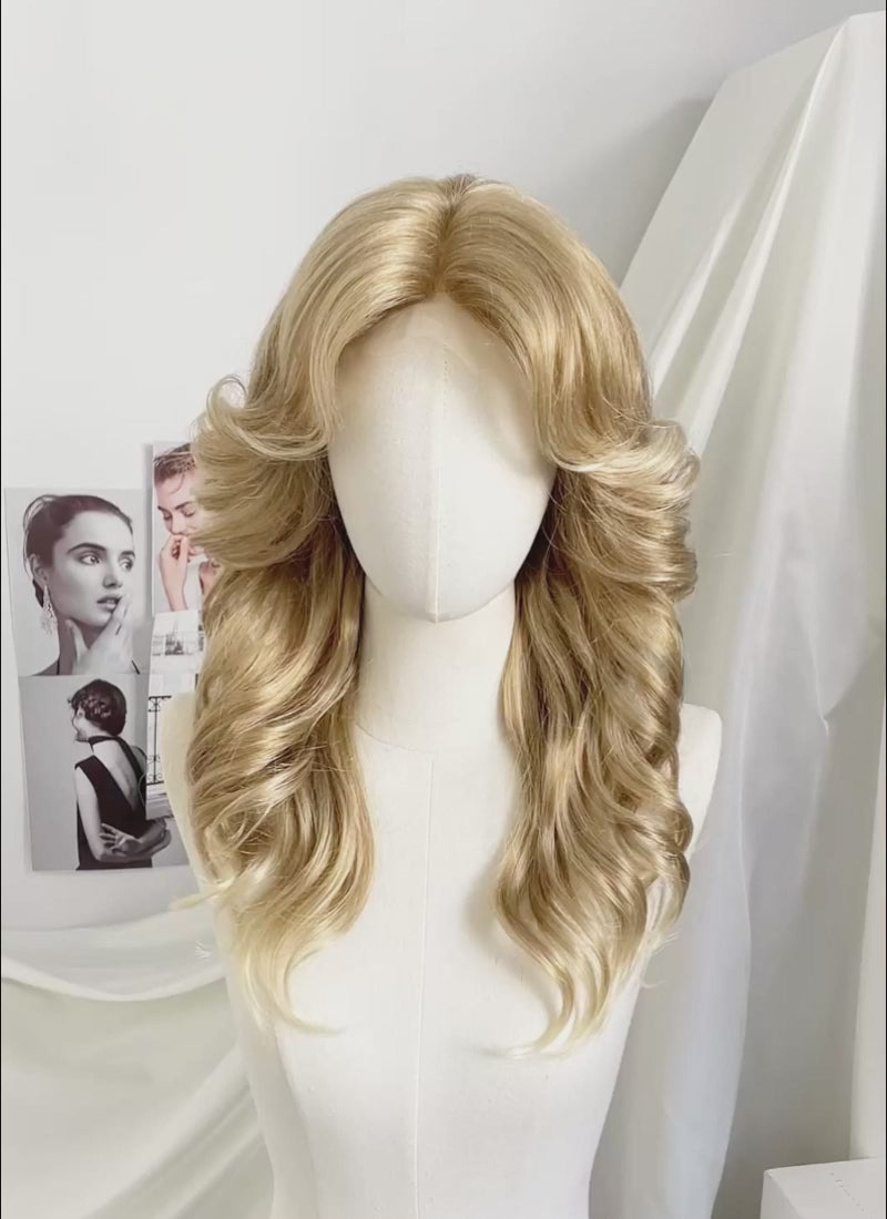 Mixed Blonde Wavy Blowout Lace Front Synthetic Hair Wig LF3320