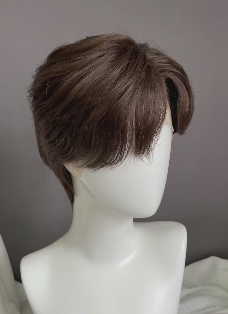 Brunette Straight Lace Front Synthetic Men's Wig LF6096