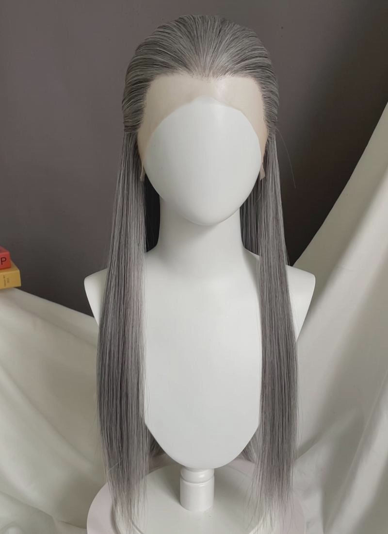 Mixed Grey Straight Lace Front Synthetic Men's Wig LF3270E (Customisable)