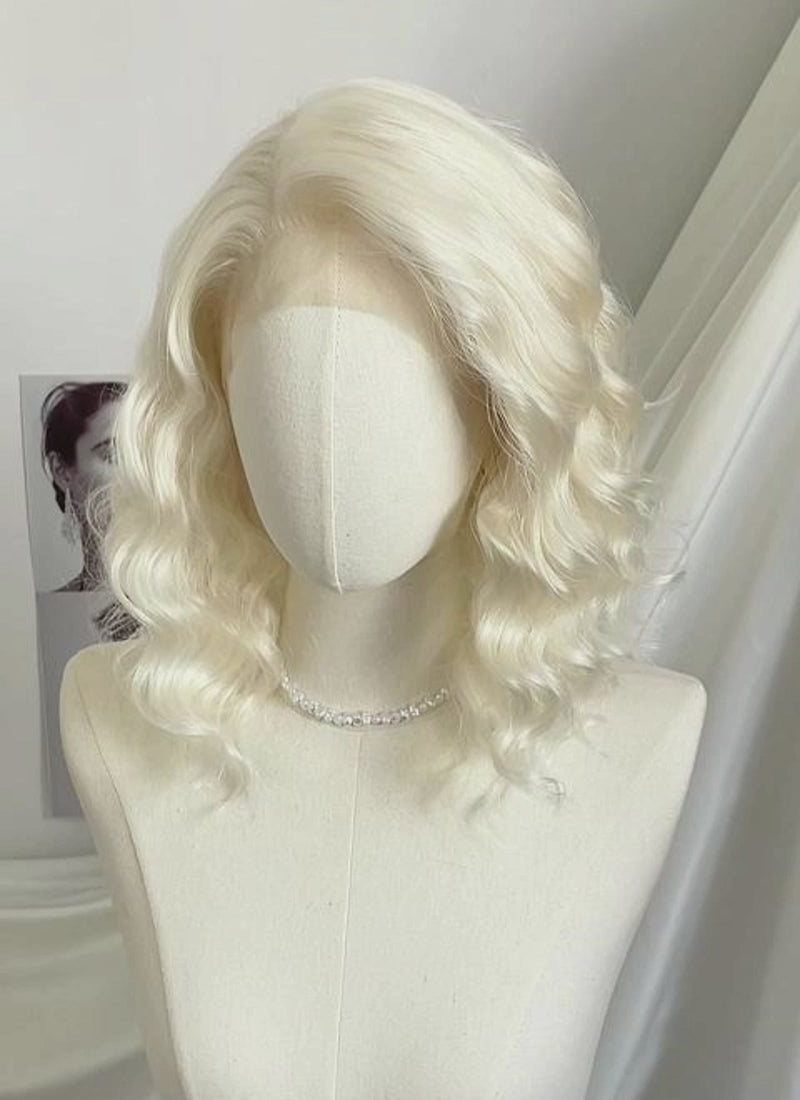 Platinum Blonde Wavy Lace Front Synthetic Wig LW4031