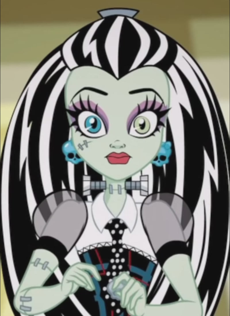Monster High Frankie Stein Black With Silver Grey Highlights Straight Lace Front Synthetic Wig LW4030