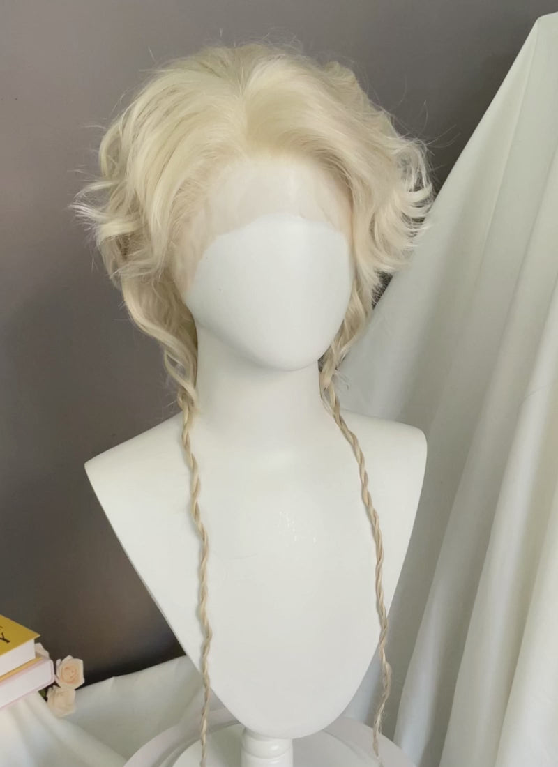 Light Ash Blonde Wavy Lace Front Synthetic Wig LF8025