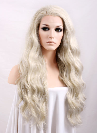 Wavy Pastel Ash Blonde Lace Front Synthetic Wig LF101