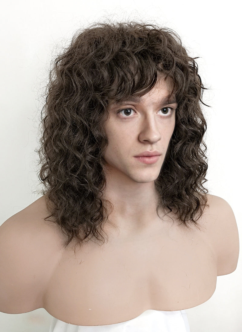 Stranger Things Eddie Munson Brunette Curly Lace Front Synthetic