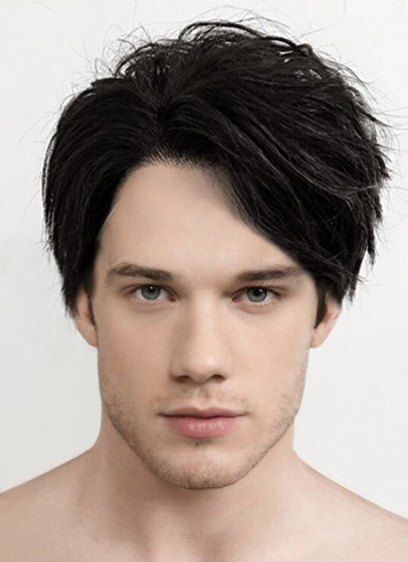 Black Straight Pixie Lace Front Synthetic Men s Wig LF1312B Customisable