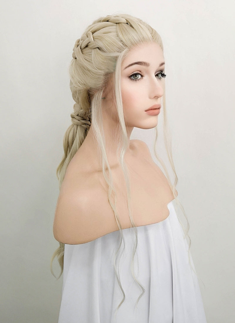 Light Ash Blonde Braided Lace Front Synthetic Wig LF2053