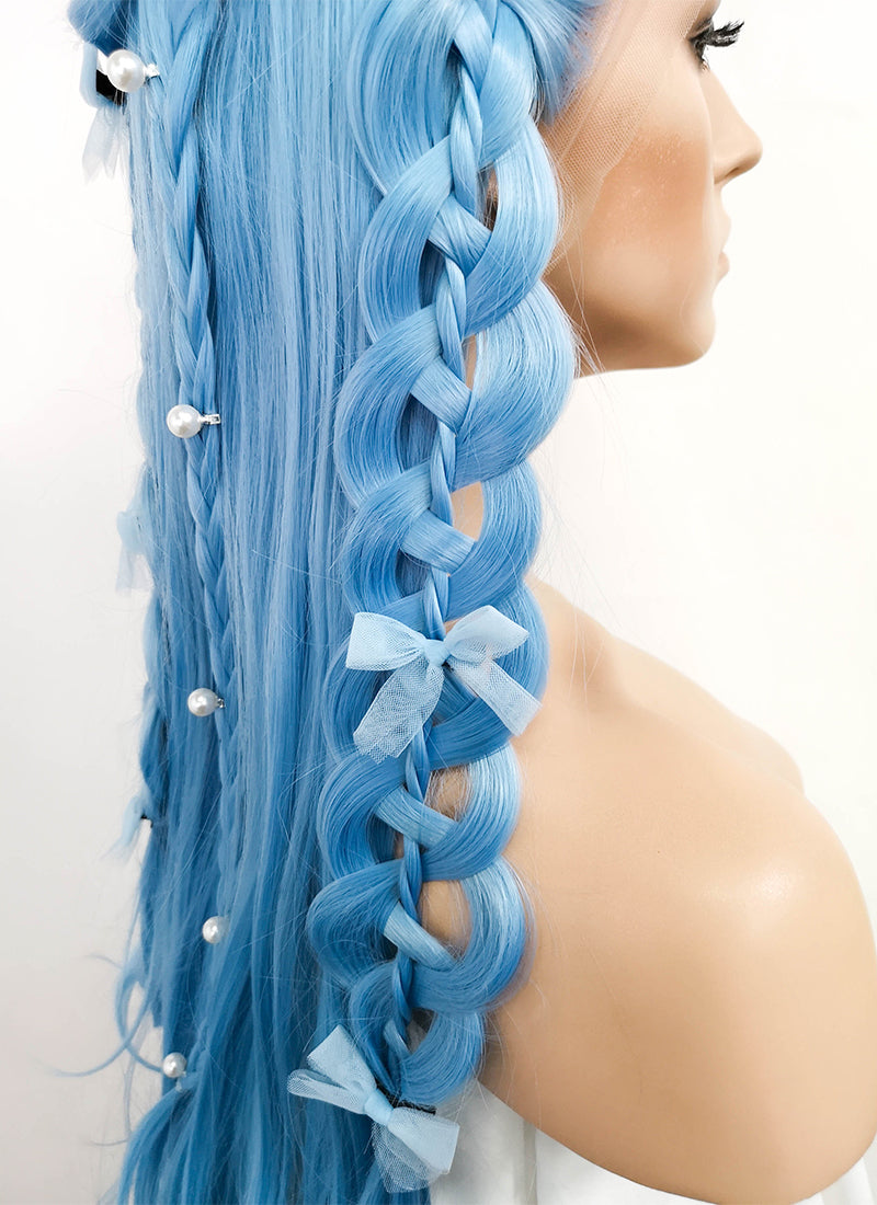 Blue full lace braided wig - Wigs blue, multicolour, average, braided,  long, synthetic hair