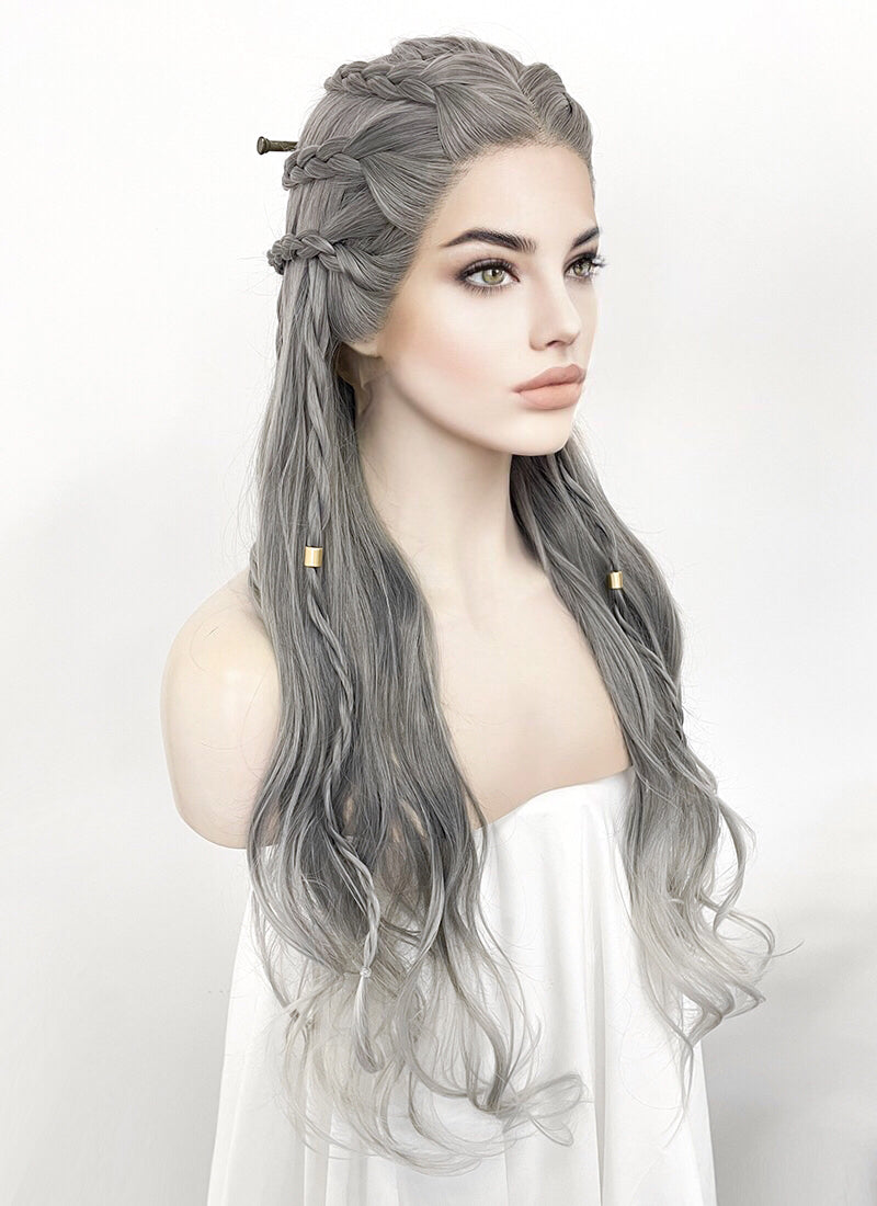 Two Tone Grey Braided Lace Front Wig WigIsFashion Wig Is Fashion