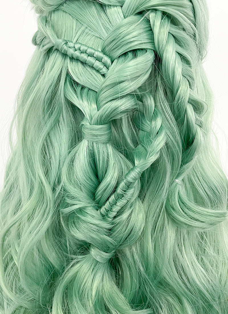 26''Synthetic Braids Lace Front Wig Hair Long Mint Green Double