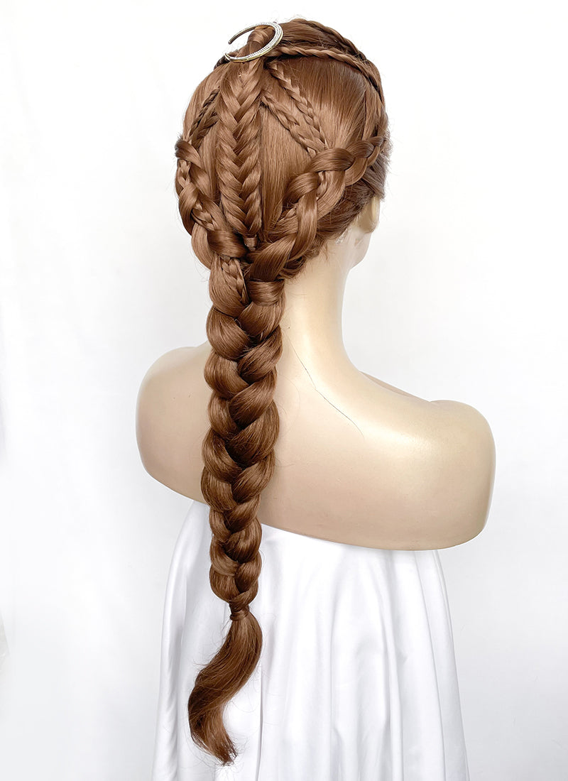 Chestnut Brown Braided Lace Front Synthetic Wig