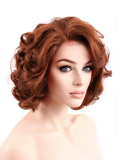 Wavy Auburn Bob Lace Wig CLF253 Customisable