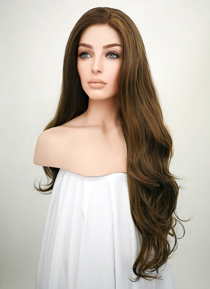 Brunette Wavy Lace Front Synthetic Wig LF321 WigIsFashion Wig