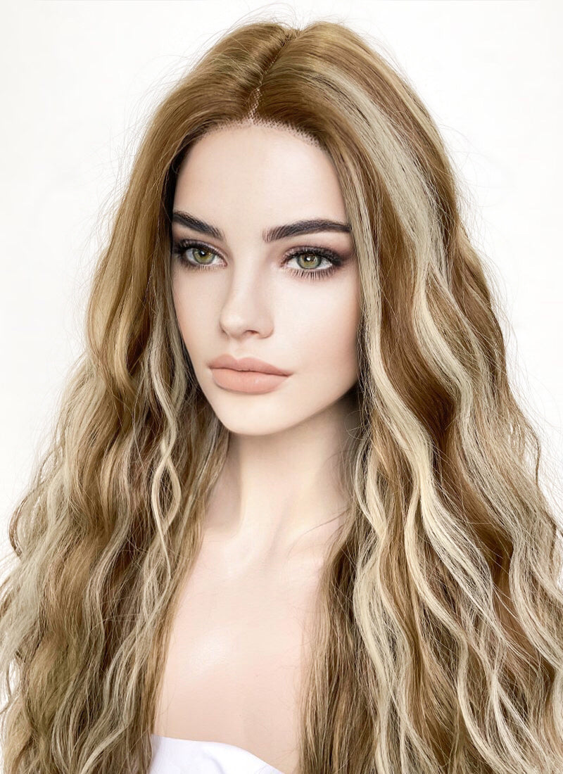 Brown With Blonde Highlights Lace Front Wig WigIsFashion Wig