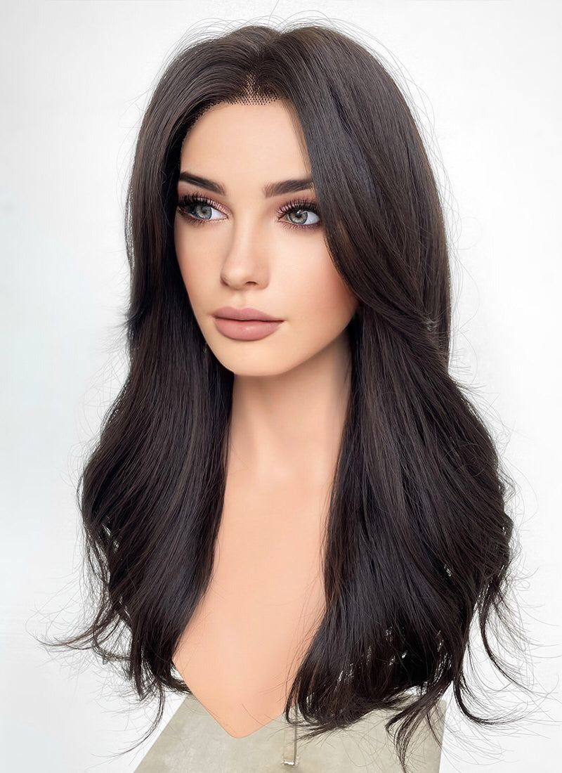 Brunette Curtain Bangs Lace Front Wig WigIsFashion Wig Is Fashion