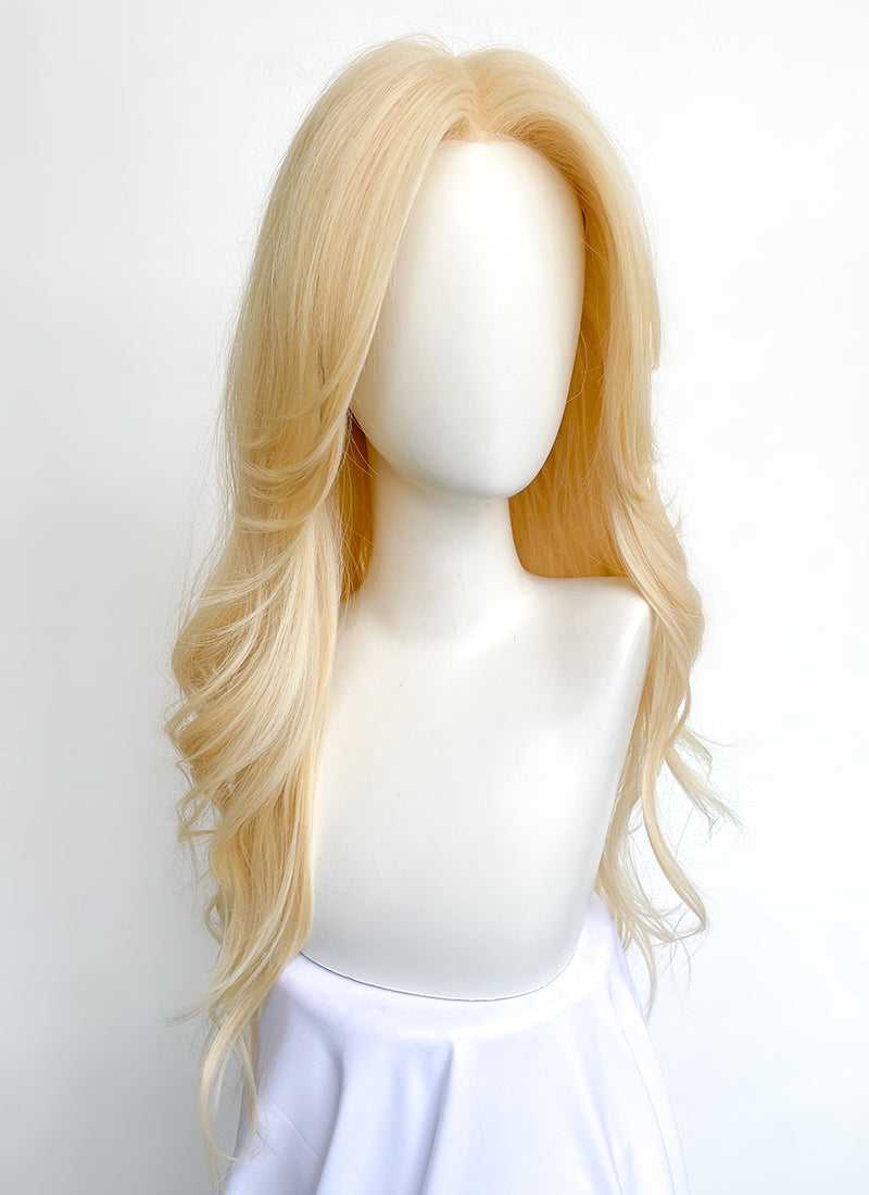 Blonde Curtain Bangs Wavy Lace Front Synthetic Wig LF3299